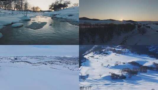【合集】4K航拍内蒙古乌兰布统雪景雾凇雪原高清在线视频素材下载