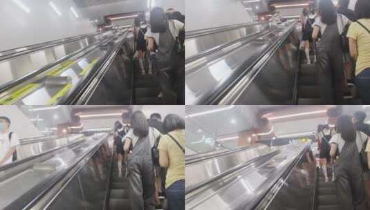 地铁出站坐扶梯向上高清4K视频素材高清在线视频素材下载