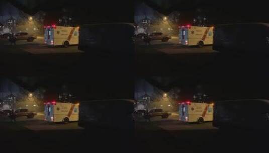一辆停在停车场的救护车高清在线视频素材下载