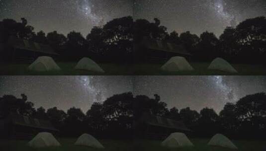 森林营地上空的星星高清在线视频素材下载