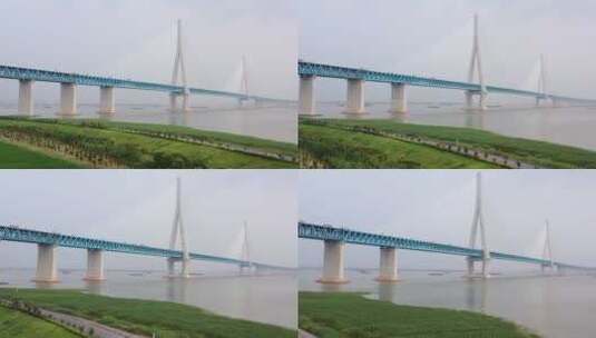沪苏通长江公铁大桥4K航拍高清在线视频素材下载