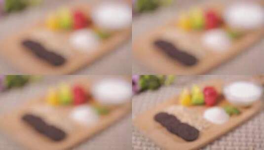 制作甜品原料酸奶水果燕麦饼干碎高清在线视频素材下载
