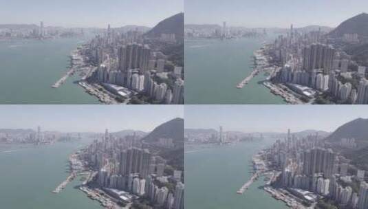 航拍香港CBD发达的现代商务建筑港口交通高清在线视频素材下载