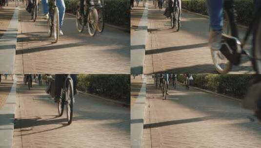 街道上的自行车车轮高清在线视频素材下载