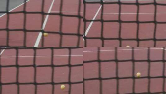 在球场上滚动网球高清在线视频素材下载