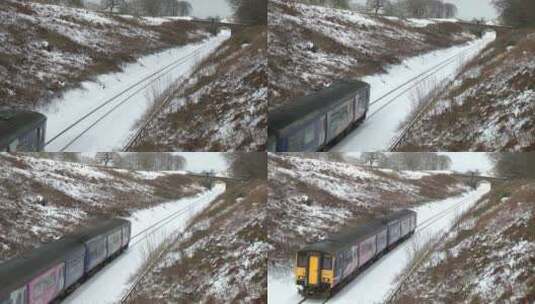 雪地里的火车高清在线视频素材下载