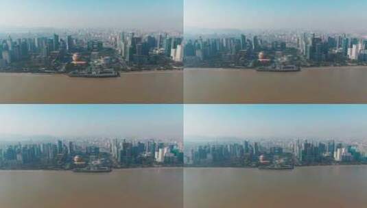 杭州钱江新城CBD钱塘江地标航拍高清在线视频素材下载