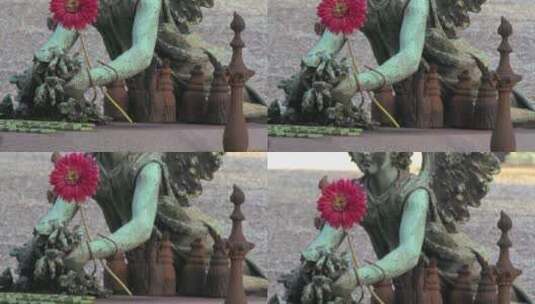 墓地上的天使雕塑高清在线视频素材下载