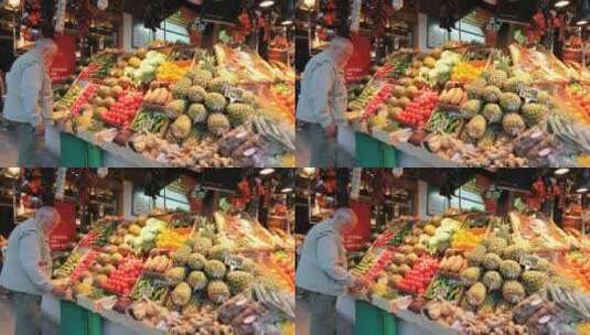 马德里西班牙人和水果市场高清在线视频素材下载