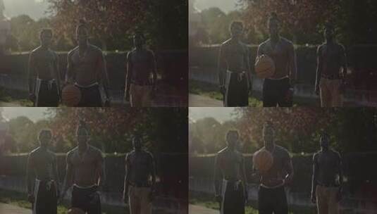赤裸上身黑人男子玩弄篮球高清在线视频素材下载