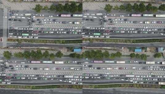 航拍郑州城市拥堵交通车辆行驶高清在线视频素材下载