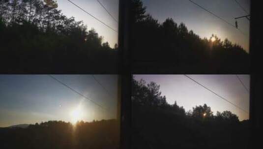 火车窗外风景夕阳晚霞高清在线视频素材下载