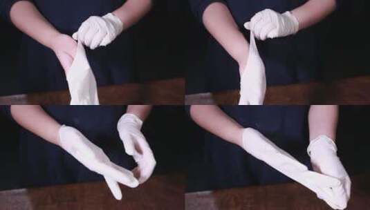 实验员带一次性橡胶手套高清在线视频素材下载