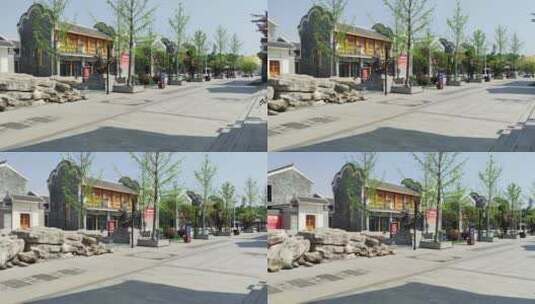 文化小镇古建筑公园商店仿古制造高清在线视频素材下载