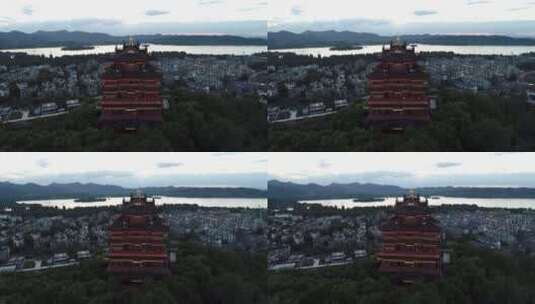 杭州城隍阁景区夜景航拍风光4K高清在线视频素材下载