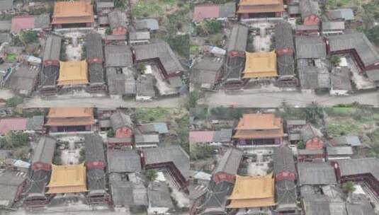 乐山五通桥-慈恩寺-俯下降高清在线视频素材下载