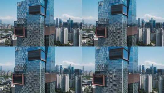 4k航拍深圳南山后海地标建筑腾讯滨海大厦高清在线视频素材下载