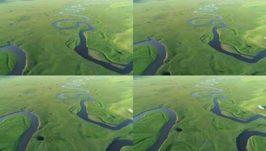 航拍呼伦贝尔草原莫日格勒河高清在线视频素材下载