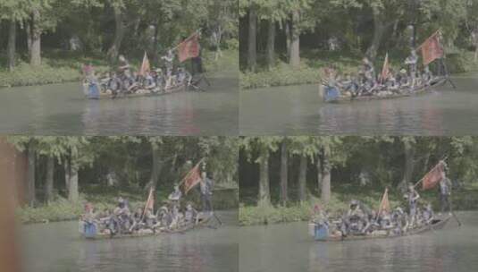 杭州西溪湿地赛龙舟活动高清在线视频素材下载