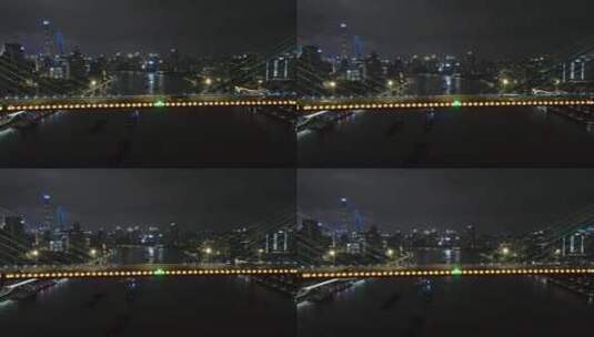 上海卢浦大桥夜景4K航拍高清在线视频素材下载