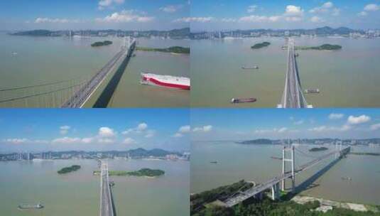 东莞航拍虎门大桥建筑风光高清在线视频素材下载