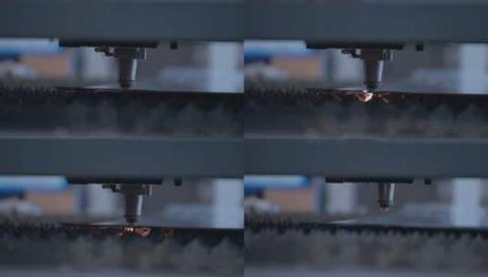 工厂里的激光切割机在切割钢板高清在线视频素材下载