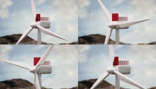 戈壁滩风力发电场C4D动画高清在线视频素材下载