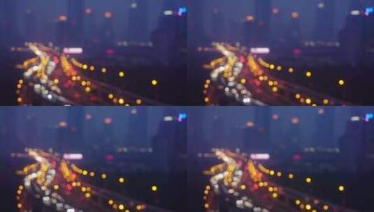 城市夜景霓虹光斑高清在线视频素材下载