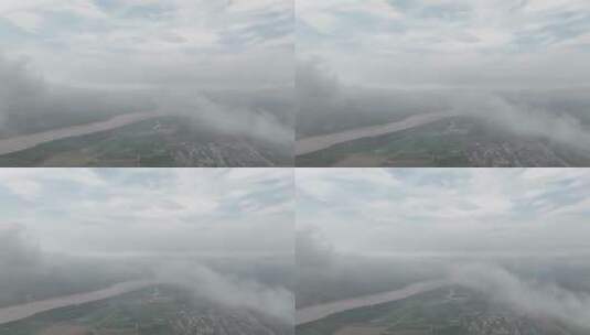 云雾缭绕下的黄河母亲河高清在线视频素材下载