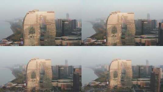 浙江杭州杭州印城市风光航拍高清在线视频素材下载