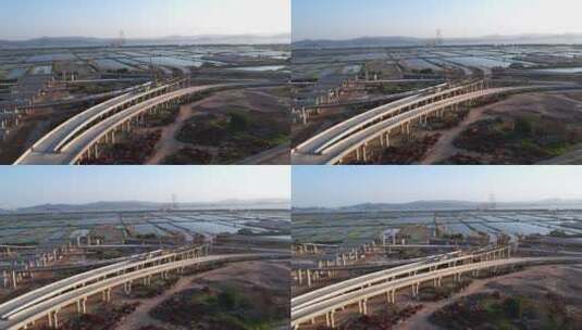 高速公路立交桥建设航拍视频高清在线视频素材下载