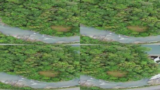 俯拍山谷溪流自然风光竖屏高清在线视频素材下载