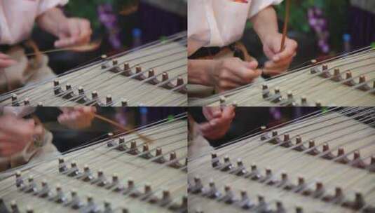 老年人乐团扬琴洋琴打琴铜丝琴扇蝴蝶琴乐器高清在线视频素材下载