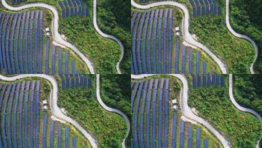 山上新能源太阳能光伏发电站航拍高清在线视频素材下载