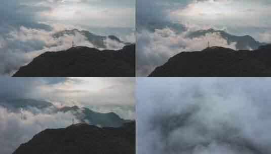 5K常德壶瓶山风景区主峰顶云雾延时2高清在线视频素材下载