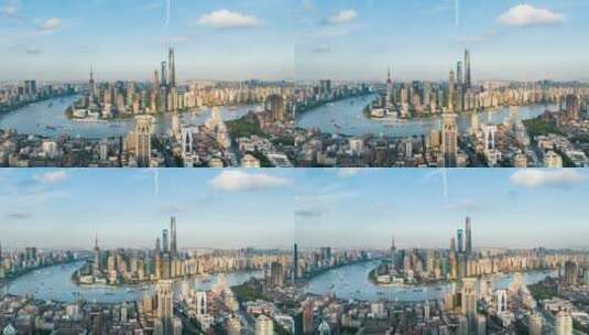 上海外滩陆家嘴航拍延时摄影高清在线视频素材下载