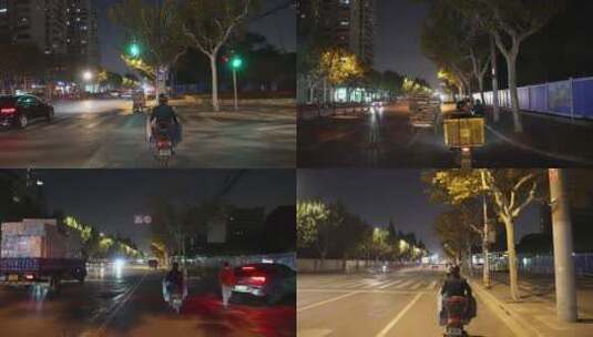 上海浦西马路扫街夜景高清在线视频素材下载