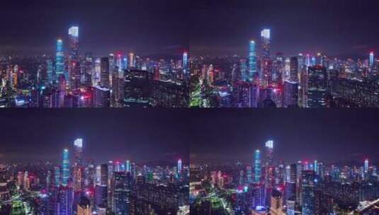 广州CBD夜景航拍高清在线视频素材下载