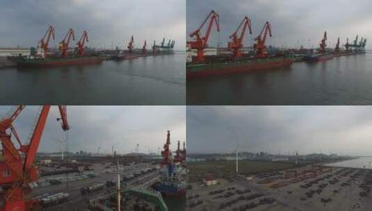 辽宁鲅鱼圈港鞍钢码头钢材码头航拍高清在线视频素材下载