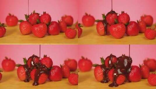 摆在桌子上的草莓高清在线视频素材下载
