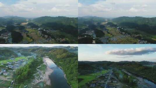 美丽乡村多镜头4K航拍高清在线视频素材下载