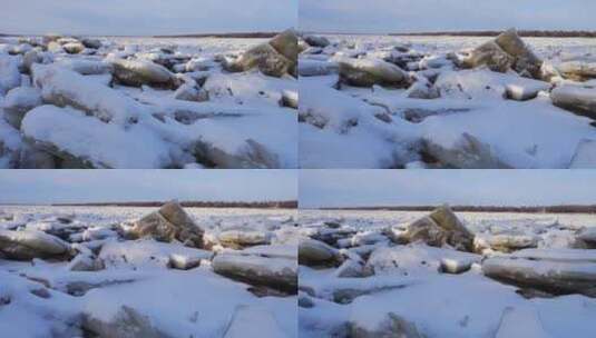 松花江封冻的冰高清在线视频素材下载