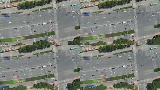 城市交通马路十字路口无人机航拍俯拍高清在线视频素材下载