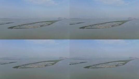 航拍福建漳州九龙江水上农场海产养殖基地高清在线视频素材下载