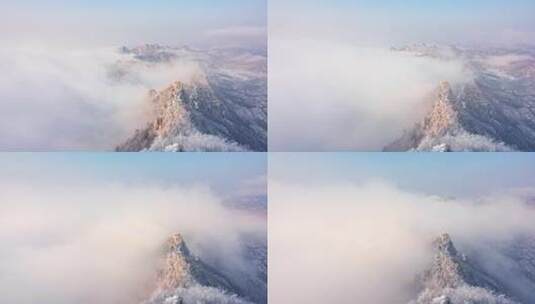 箭扣长城雪景云海日出延时高清在线视频素材下载