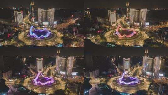 武汉城市风光夜景航拍延时高清在线视频素材下载