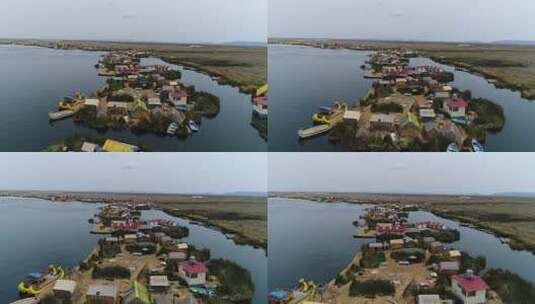 海边小岛上的居民房和船只高清在线视频素材下载