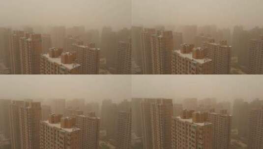 沙尘暴来袭城市建筑住宅高清在线视频素材下载
