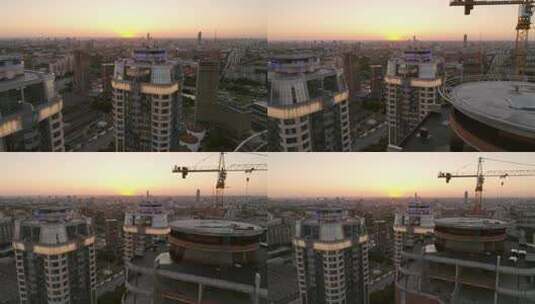 日落时分城市摩天大楼的鸟瞰图29高清在线视频素材下载