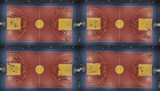 4K篮球场夜晚打篮球高清在线视频素材下载